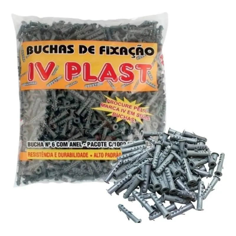1000 Unidades Bucha Parede Com Aba Anel 6mm Ivplast