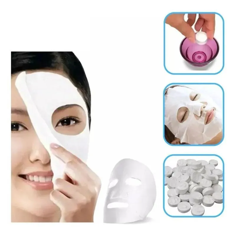 3x Máscara Facial Desidratada Skin Care Em Tabletes 50 Unida