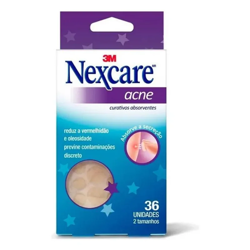 2x Curativo Absorvente Para Acne Nexcare Com 36 Unidades