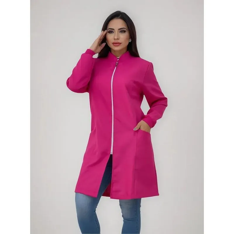 5x Jaleco Feminino Manga Longa Acinturado Uniforme De Clínic