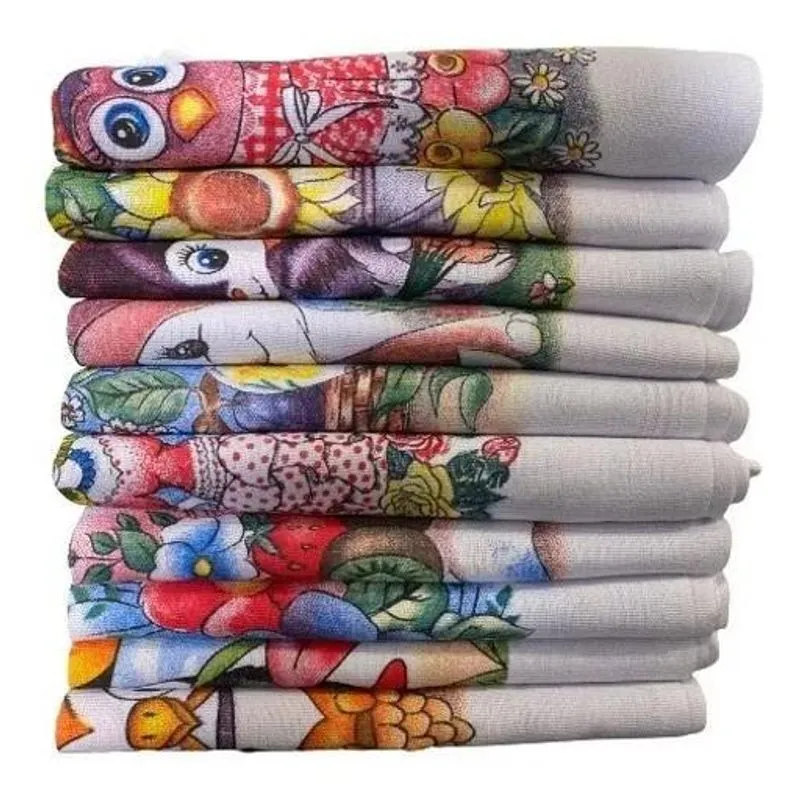 Pano De Prato Estampado Algodão 60x35 Cm - Kit 20 Unid.