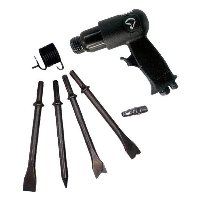 3x Martelete Pneumático Potente 150mm Com Kit De 4 Cinzéis