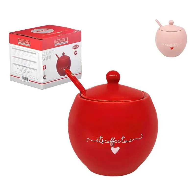 Açucareiro Em Porcelana 350ml Vermelho Lamour Hauskraft