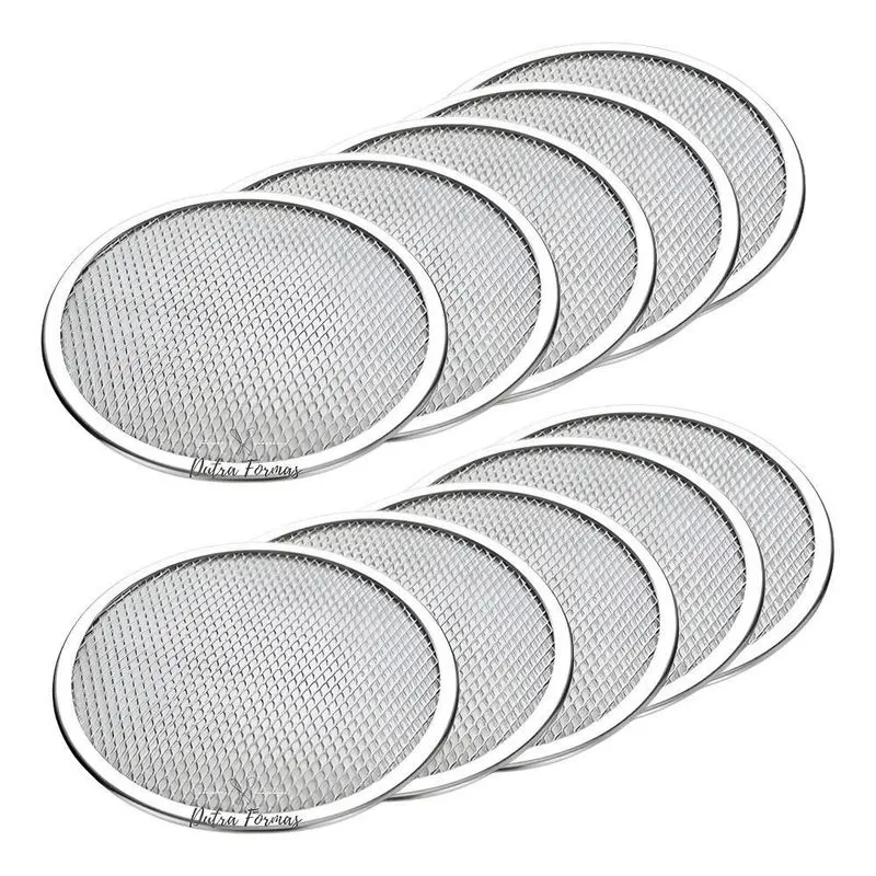 Kit 10 Telas De Pizza 30 Cm Redonda Em Alumínio Reforçado Co