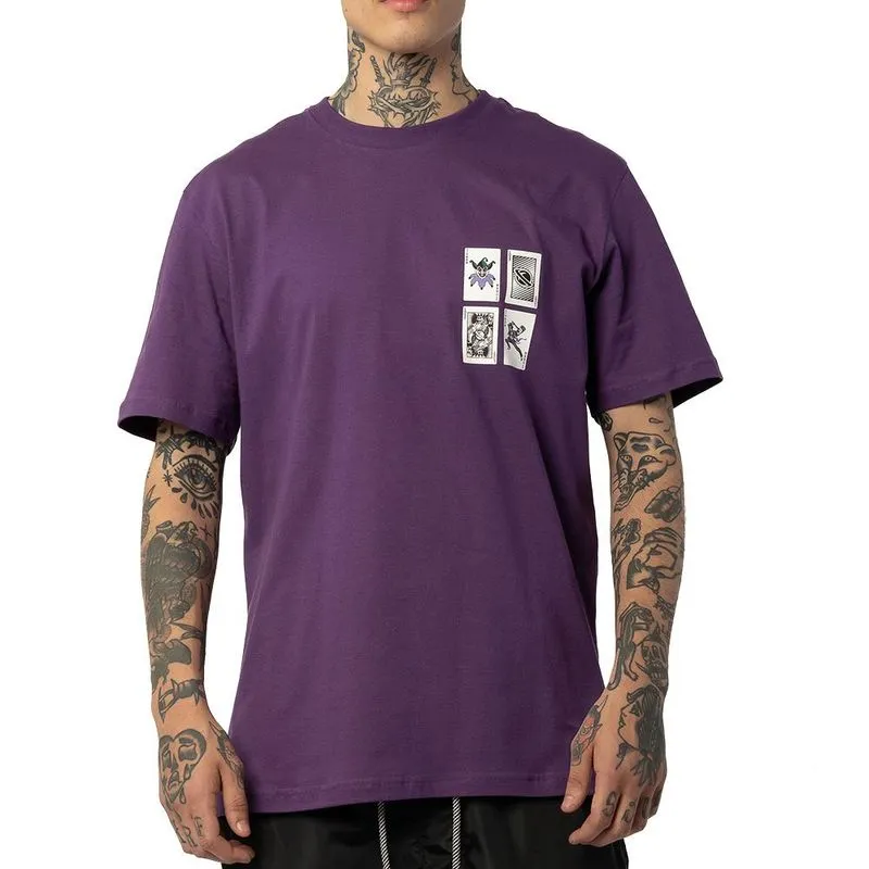 Camiseta Lost Joker Cards WT25 Masculina Roxo Figo G / vinho