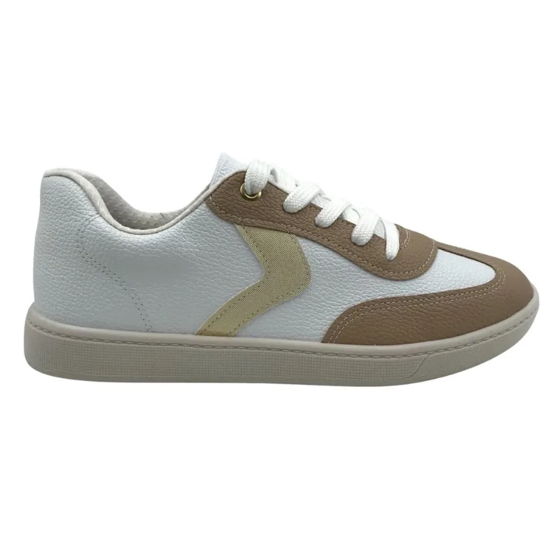 Tênis Beira Rio Flat Form Branco com Bege 4313103