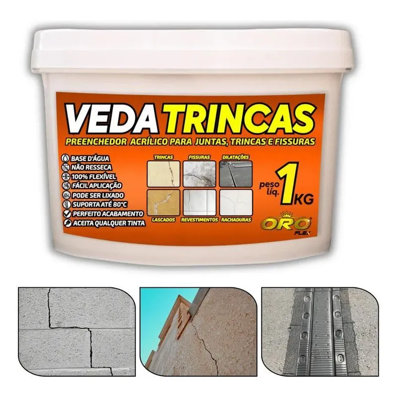 Massa Veda Sela Repara Trinca Acrílico Parede Branco 1kg