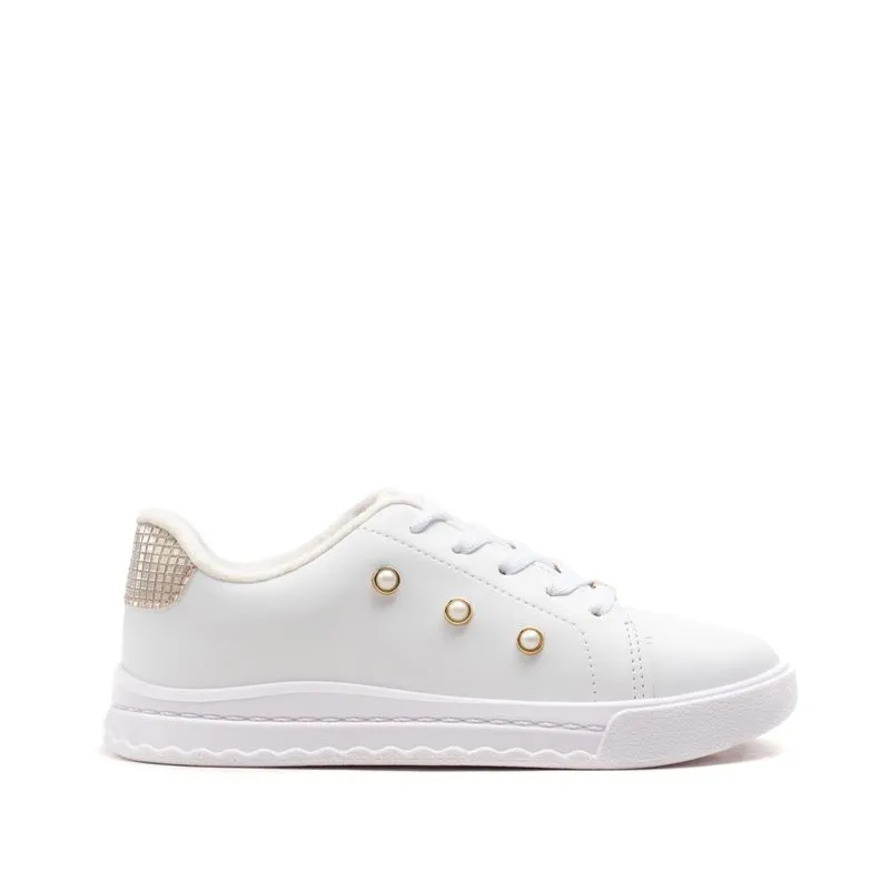 Tênis Infantil Molekinha Com Pérolas Branco/dourado - 34