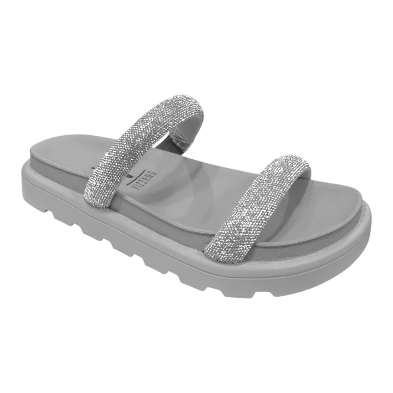 Tamanco Papete Fem Vizzano Brilho Cinza/Off White 6459.110 38 / Cinza