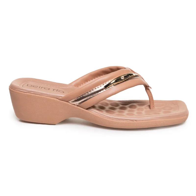 Tamanco Salto Médio Beira Rio Feminino Comfort Nude Nude - 37