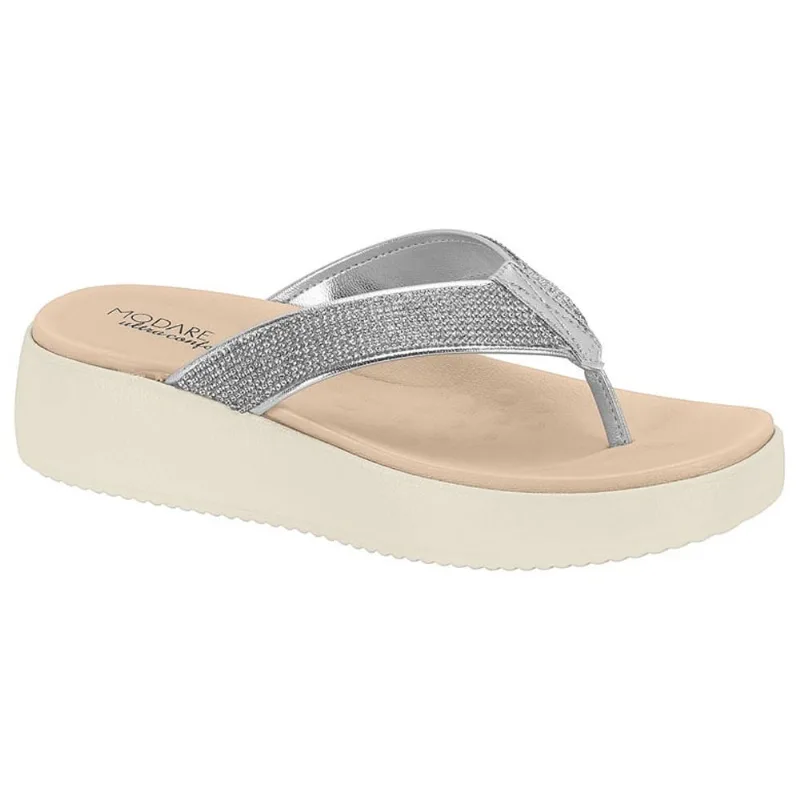 Chinelo Feminino Plataforma Prata Strass Modare 7189.105 40
