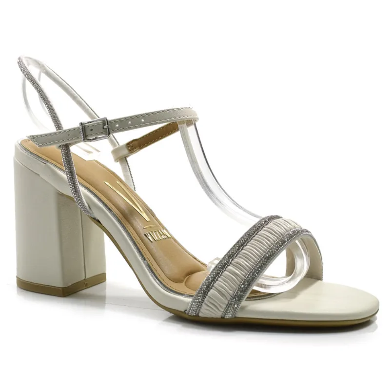 Sandália de Salto Bloco Feminina Vizzano Off White 6409.218.28206 36