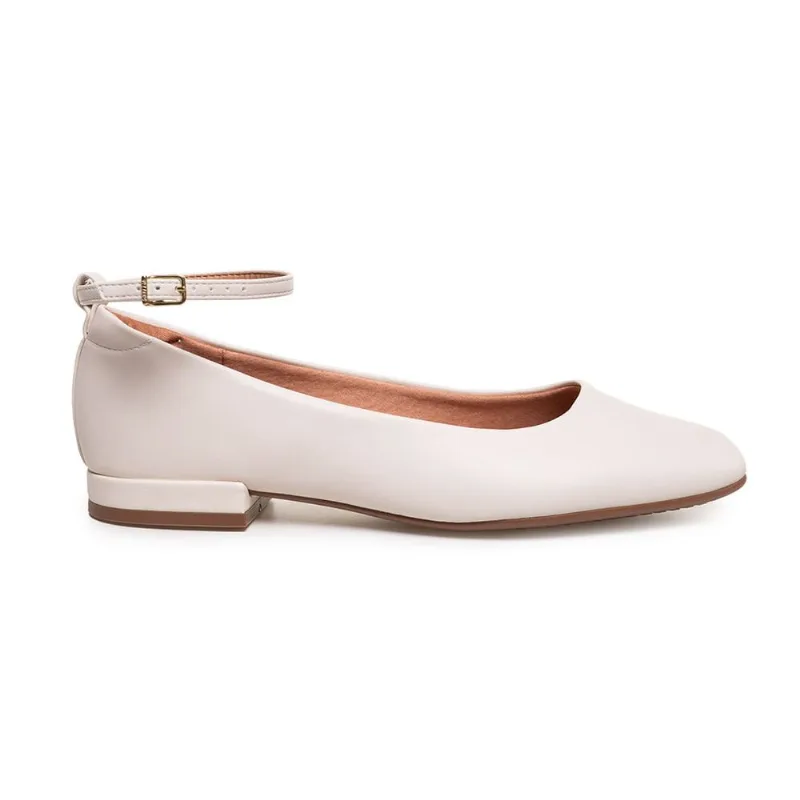 Sapatilha Bico Quadrado Fivela Vizzano Feminina Branca Branco Off - 39