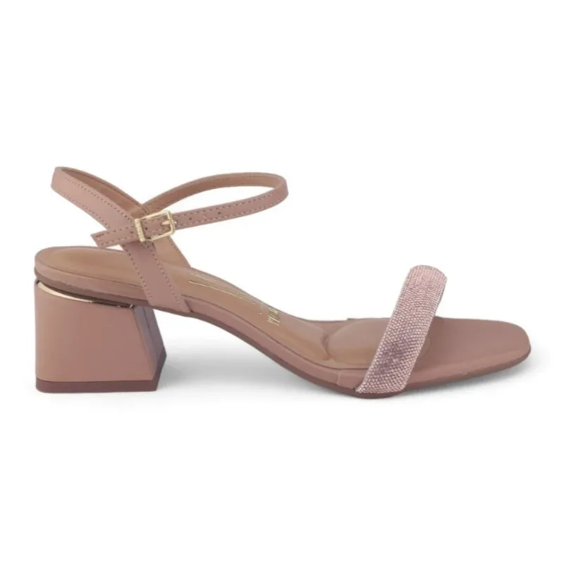 Sandália Fem Vizzano Salto Bloco Nude Brilho Rosê 6428.139 36 / Nude