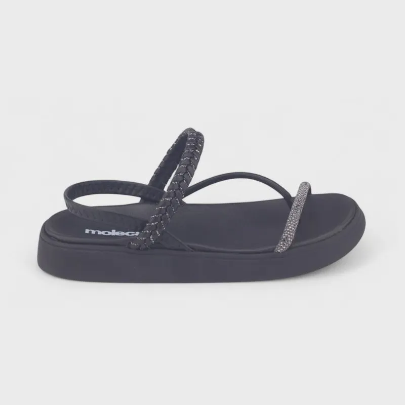 Sandália Papete Feminina Moleca 5499.106 Brilho Strass