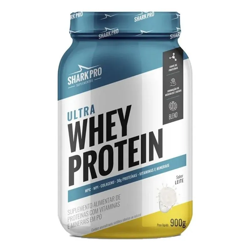 10x Ultra Whey Pote 907g Shark Pro Sabor Leite