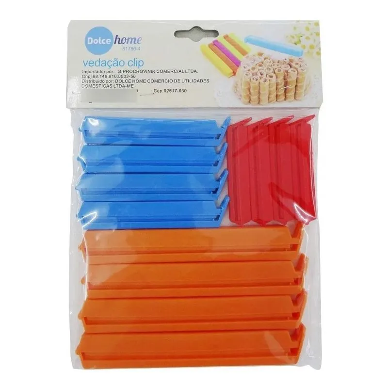 10x Prendedor Clipe Lacre Kit 12 Veda Fecha Alimentos Cozin