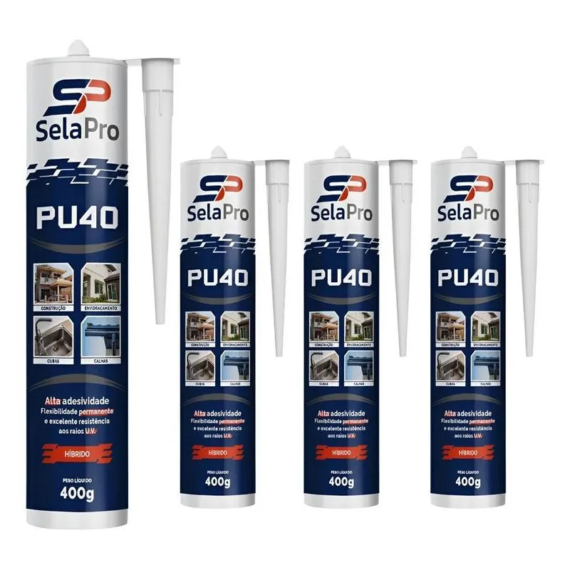 Kit 4 Selantes Poliuretano Adesivo Pu40 Fixa Tudo Preto