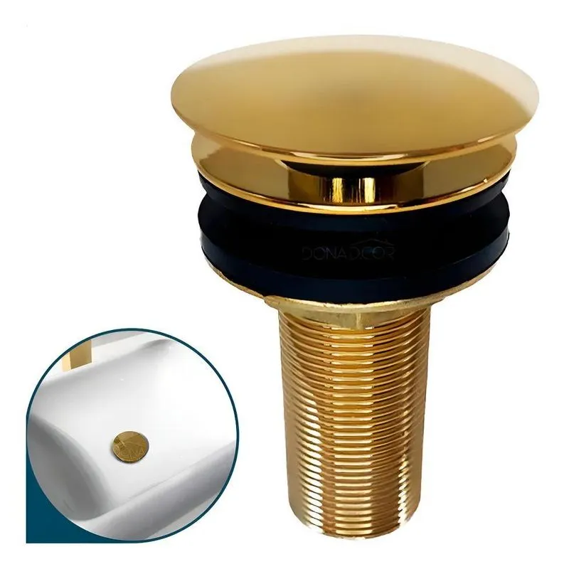 Valvula Click Dourada 7/8 Inox Ralo Pia Banheiro Gold