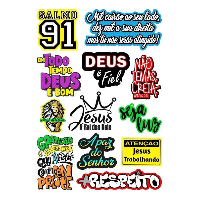 2x Kit 12 Adesivos Evangélico Gospel Para Moto Capacete Carr