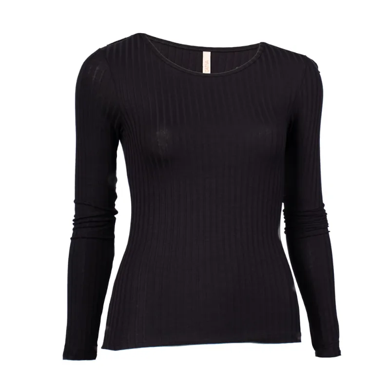 Blusa Feminina Habana Canelada Manga Longa Preto - G