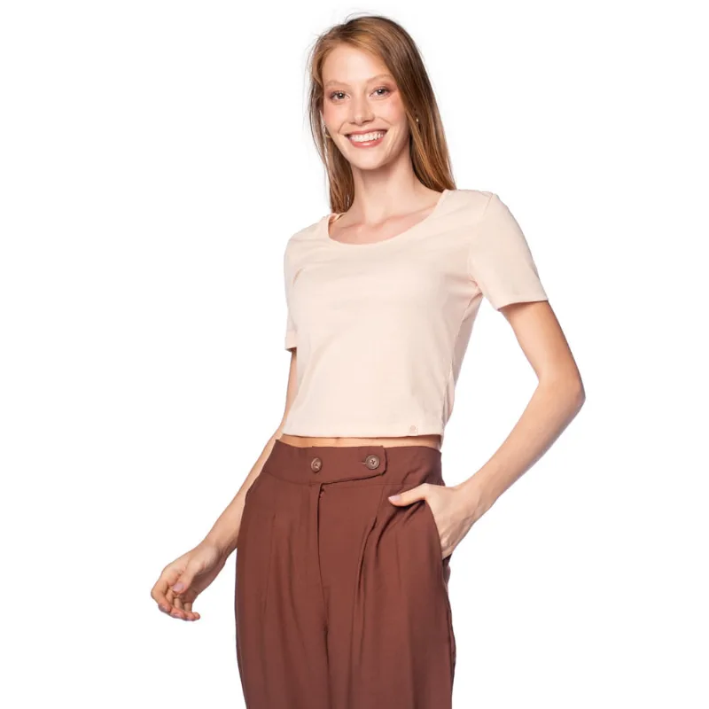 Blusa Cropped Feminina Cativa Ribana Rosa Claro - M