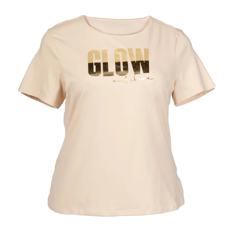 Blusa Feminina Habana Estampada Plus Size Bege/Dourado - EP