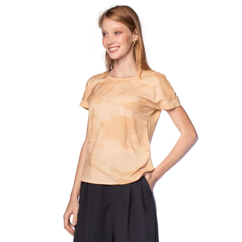 Blusa Feminina Cativa Estampada Bege Escuro - GG