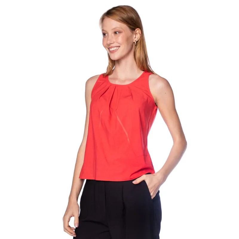 Regata Feminina Cativa com Pregas Vermelho - GG