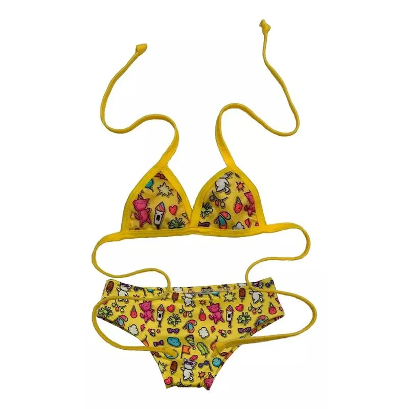 Biquini Infantil Moda Praia Verão Proteção Uv50 Amarelo - Amarelo - 2