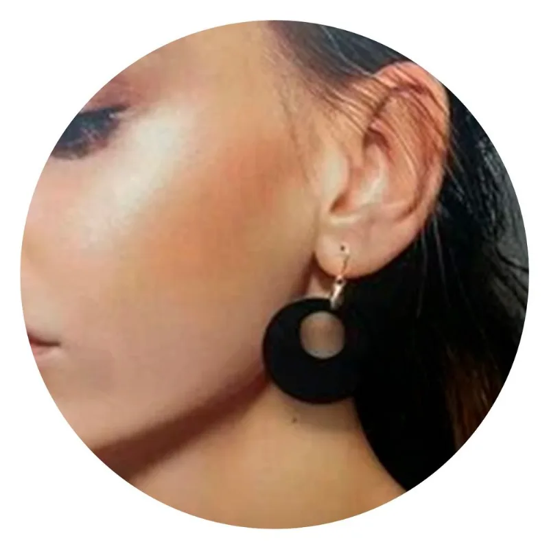 Brincos Mulheres Gota Redondo Luxo Requintado Menina Tendenc - Preto