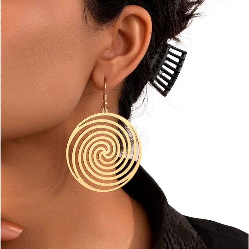 Brinco Feminino Delicado Espiral Dourado Luxo Elegante - Dourado