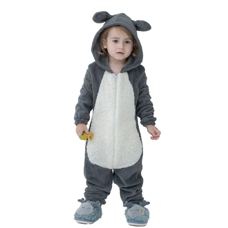 Pijama Infantil Macacão Kigurumi Fantasia Urso Pelucia - Cinza - 10