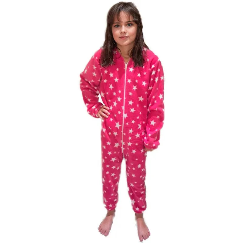 Pijama Infantil Macacão Kigurumi Estampa Estrelas - Rosa-escuro - 6