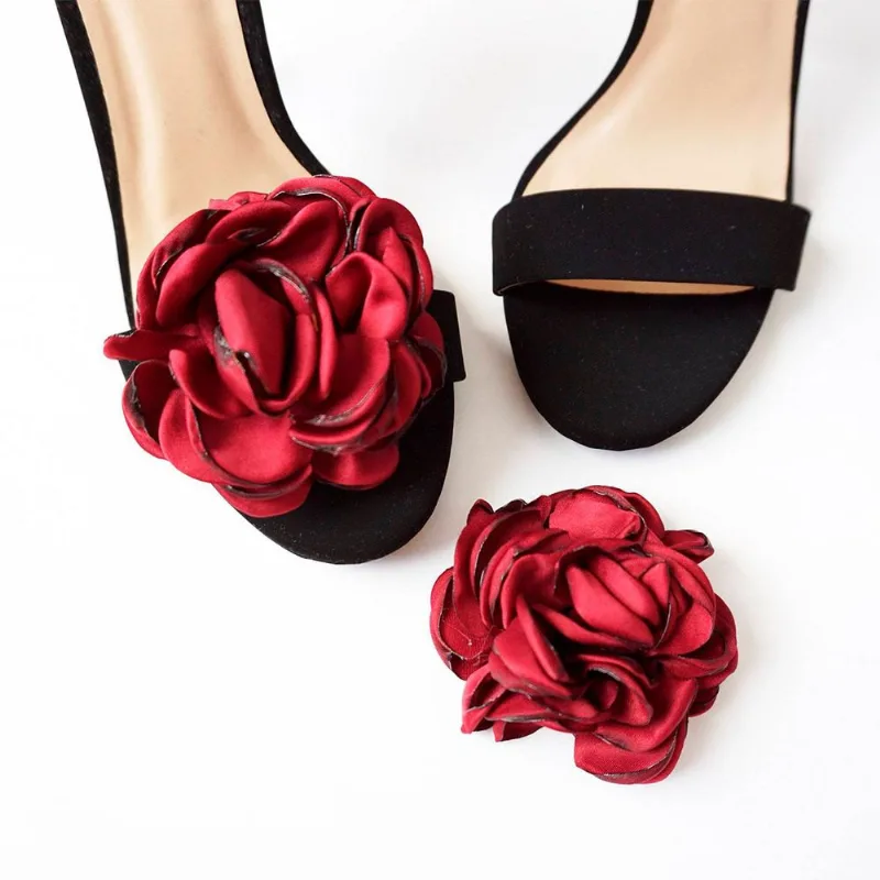 Presilha Clips Sapato Roupas Cabelo Enfeite Feminino Flor - Bordô