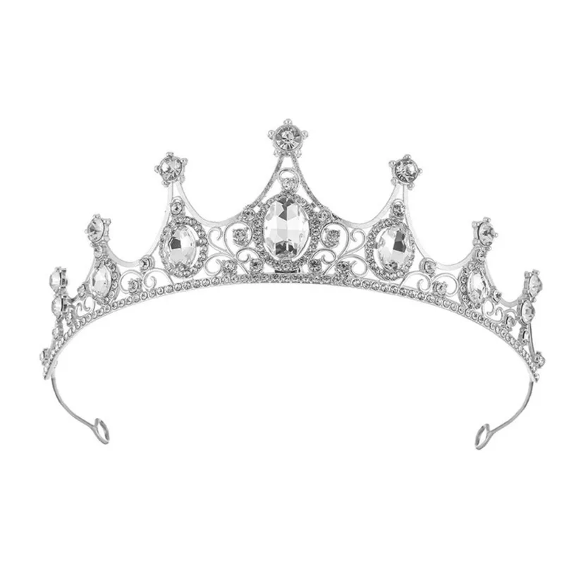Coroa Tiara Noiva Enfeite Casamento Debutante Festas Strass - Prateado
