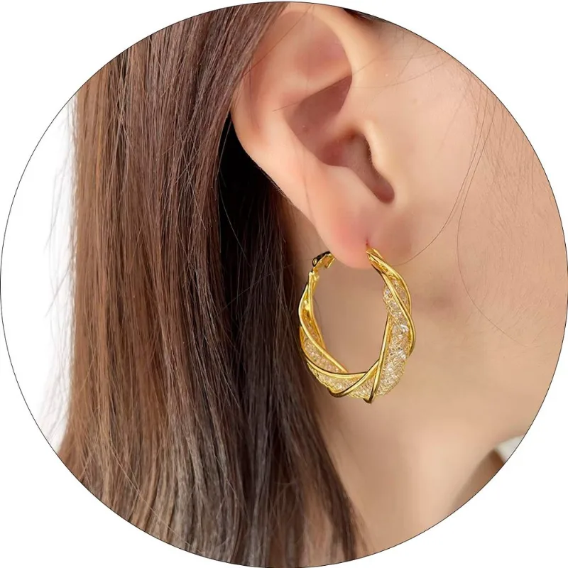 Brincos Mulheres Redondo Strass Luxo Casamento Festas - Dourado
