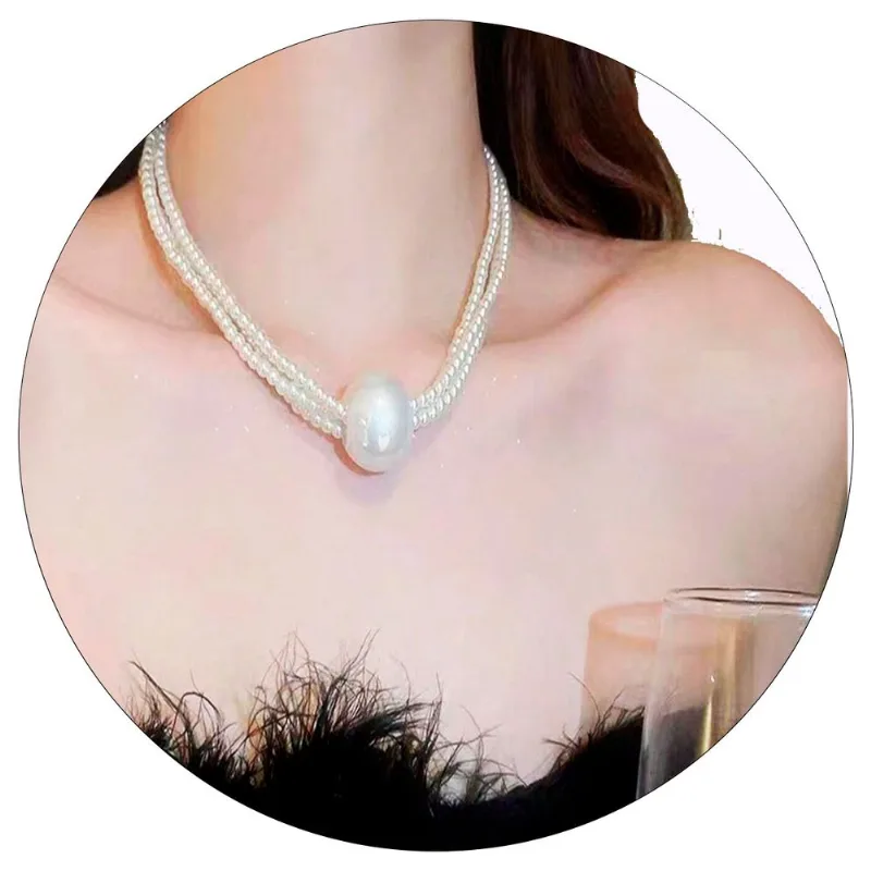 Colar De Pérolas Para Mulheres Choker Moderno Luxo Feminino - Branco