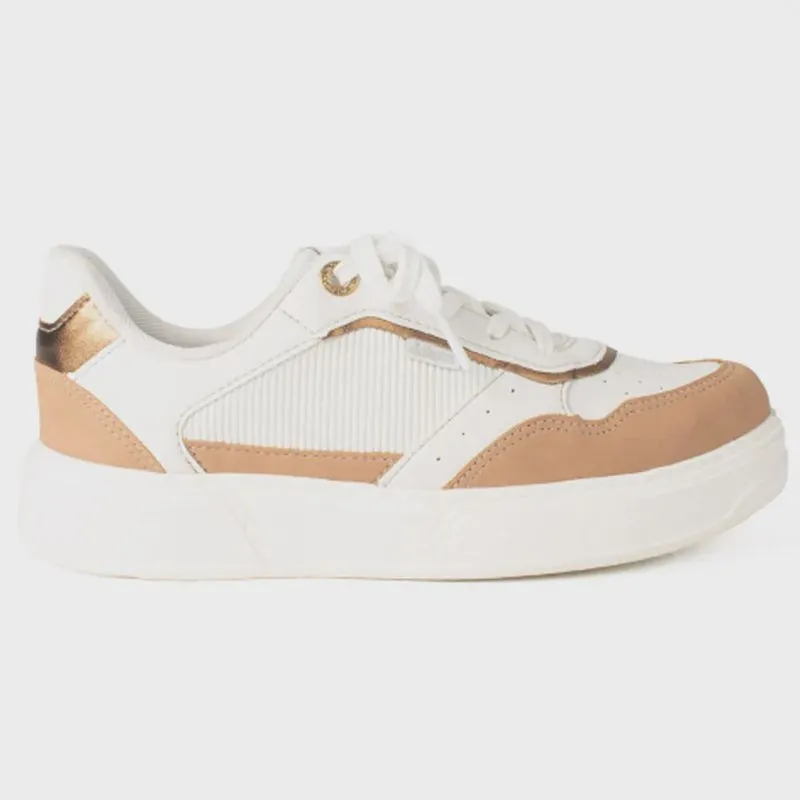 Tênis Casual Feminino Sand Off White Bronze Dakota G9454-0001