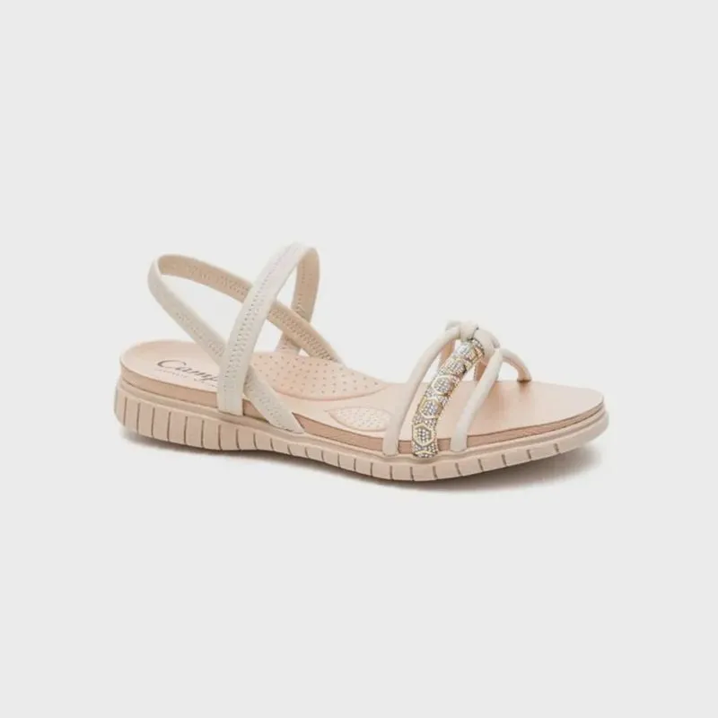 Sandália Campesi Casual Flat Tira Brilhante Conforto Jasmim