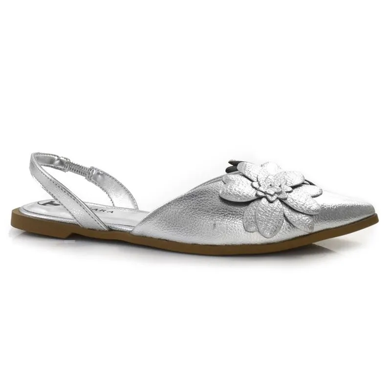 Sapatilha de Bico Fino Feminina Tanara Prata T8564 38