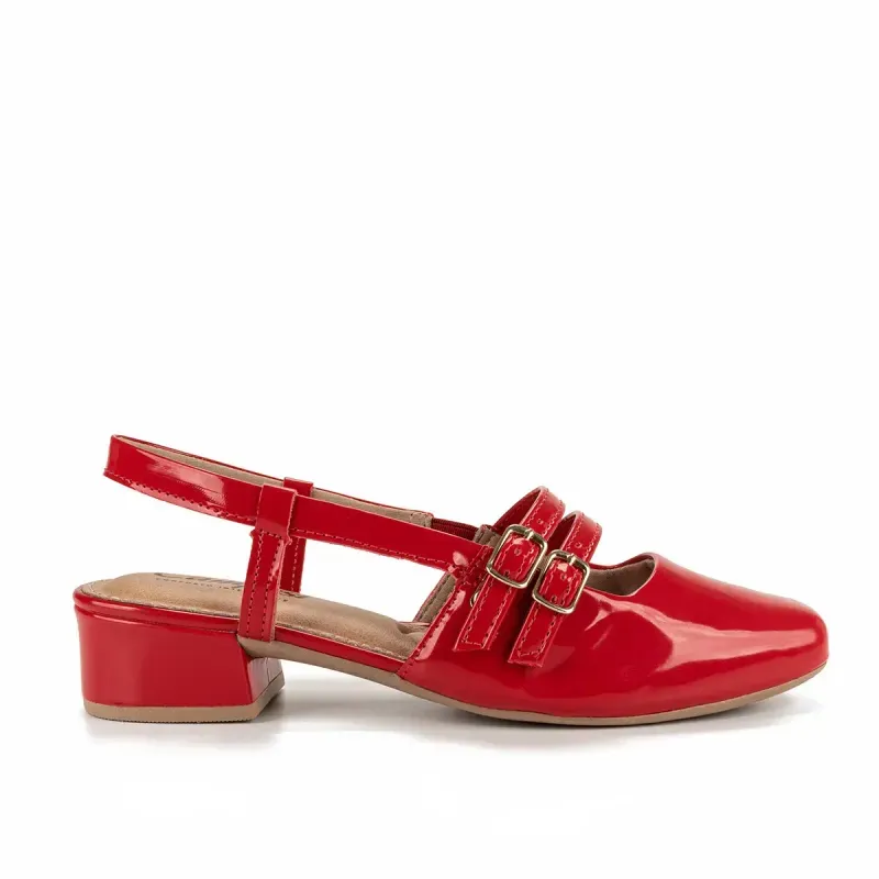 Sapato Campesí de Salto Bloco Vermelho 40
