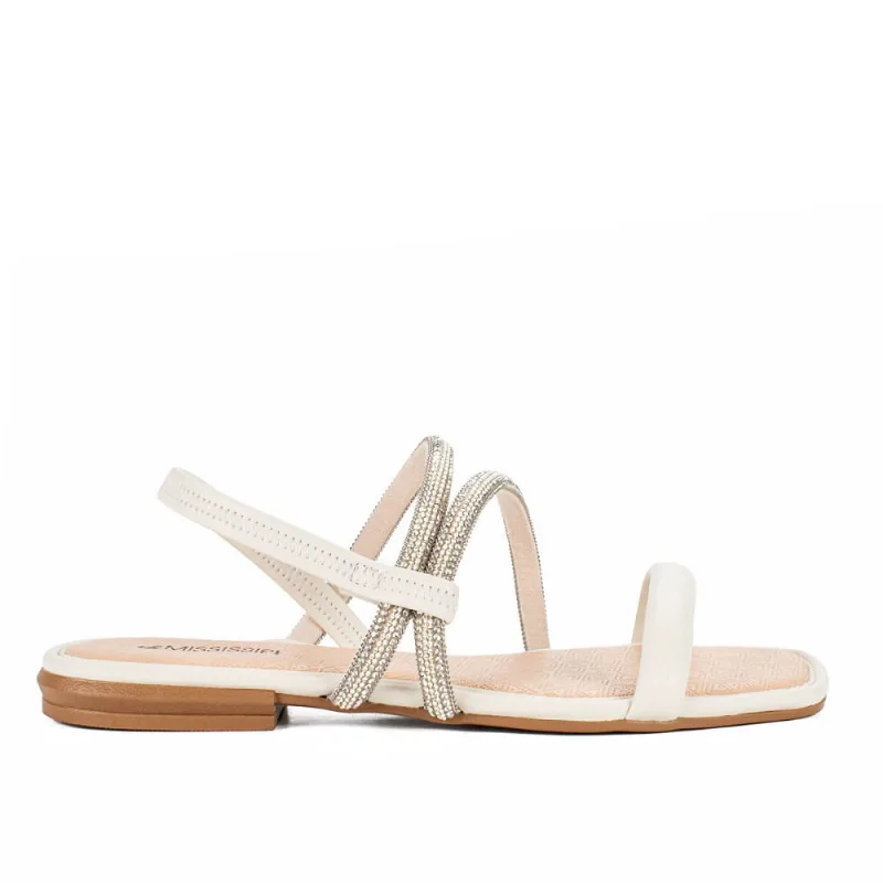 Sandália Rasteira Fem Mississipi Brilho Off White MB752-0003 35 / Branco