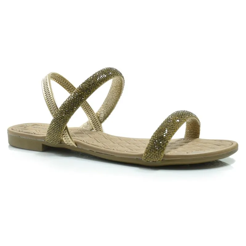 Sandália Rasteira Feminina Mississipi Dourado MB282 38