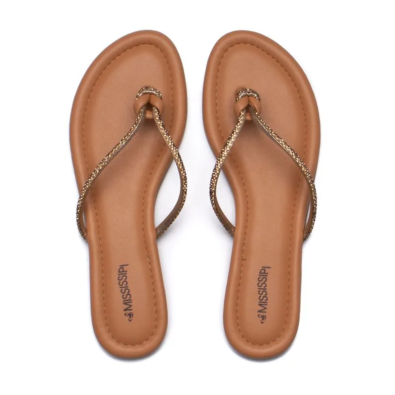 Chinelo Feminino Mississipi com Brilhos Caramelo - 39