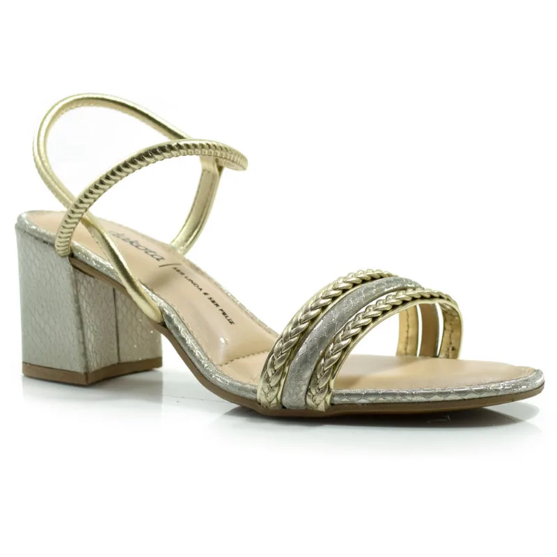 Sandália de Salto Bloco Feminina Dakota Dourado Y8431 38
