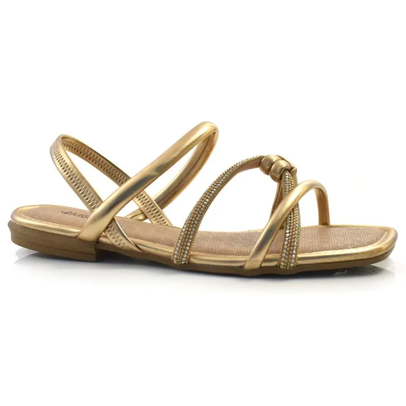 Sandália Rasteira Feminina Mississipi Ouro Rosê MB753 36