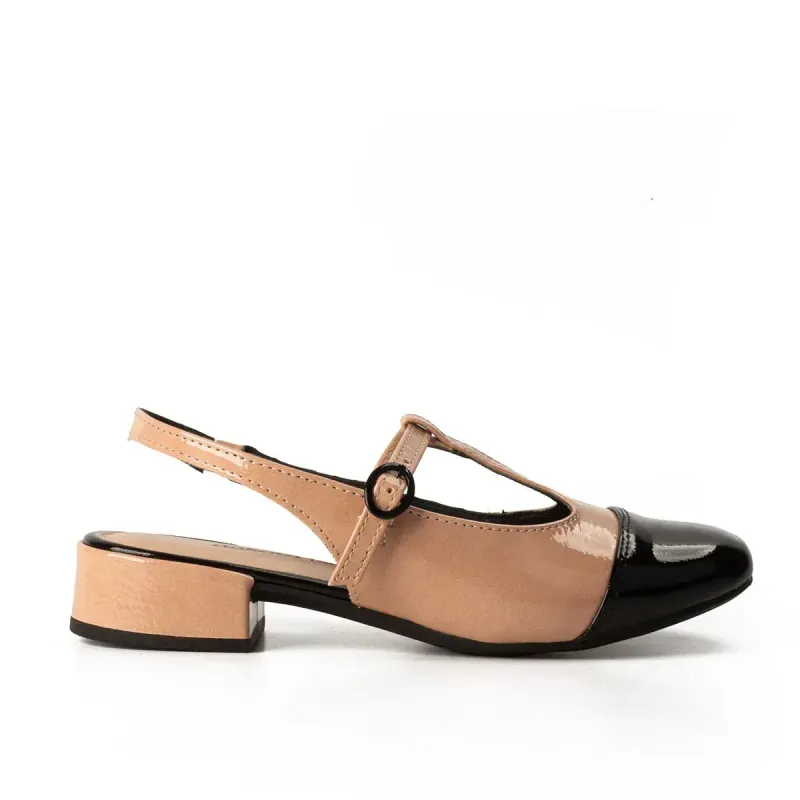 Sapato Dakota de Salto Bloco Bege e Preto 35