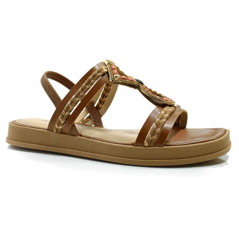 Sandália Flat Feminina Dakota Marrom Y7971 35