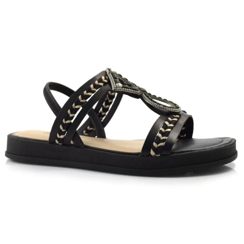 Sandália Flat Feminina Dakota Preto Y7971 38